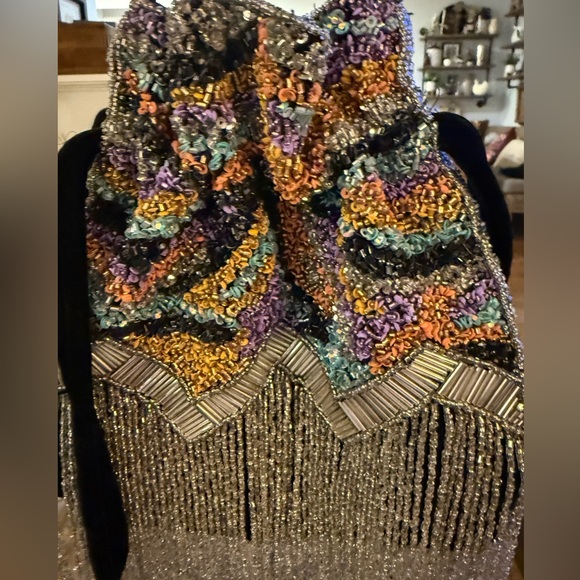 NWOT Free People Razzle Dazzle Beaded Fringe Clutch Handbag in Kaleidoscope - Picture 10 of 11